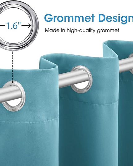 HOMEIDEAS Teal Blue Blackout Curtains for Bedroom 52 X 84 Inch Long 2 Panels Set Room Darkening Curtains/Drapes, Soundproof Thermal Grommet Window Curtains for Living Room