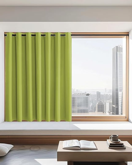 NICETOWN Fresh Green Blackout Curtains 72 inches Long, Grommet Privacy Window Treatment Thermal Insulated Room Darkening Sliding Glass Door Drape for Bedroom Living Room, 1 Panel, W100 x L72