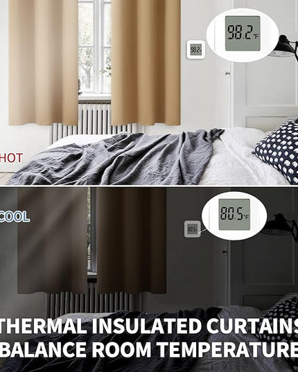 BGment Blackout Curtains for Living Room - Grommet Thermal Insulated Room Darkening Curtains for Bedroom, 2 Panels of 42 x 72 Inch, Khaki