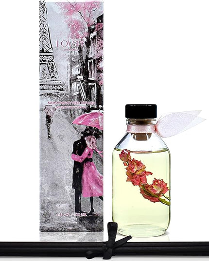 LOVSPA Reed Diffuser Set, Pink Tuberose Scented Oil Diffuser with Sticks, Home Fragrance Accessories for Bathroom Shelf Decor, Aroma Diffusers for Home or Office Desk, USA Made