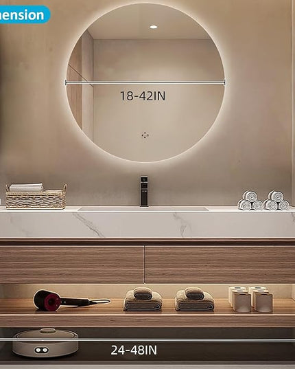 Floating Wood Bathroom Vanity - 2 Large Deep Drawer & Marble Countertop & Open Shelf | Bathroom Led Mirror, Bathroom Vanity with Sink (42'')