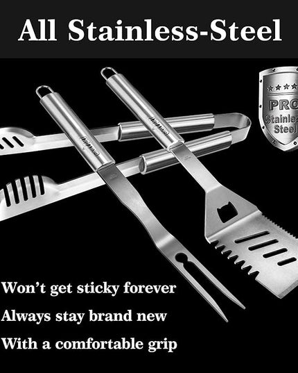 GRILLART Grill Tools Grill Utensils Set - 3PCS BBQ Tools, Stainless Barbeque Grill Accessories -Spatula/Tongs/Fork w/Insulated Glove, Ideal BBQ Set Grilling Tools for Outdoor Grill, Gifts for Men Dad