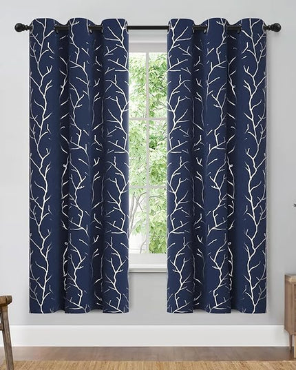 BUHUA Blackout Curtains 72 Inches Long, Blue for Living Room, Room Darkening Thermal Insulated, Decorative Modern Sun Blocking for Bedroom, Navy Blue, 42W x 72L