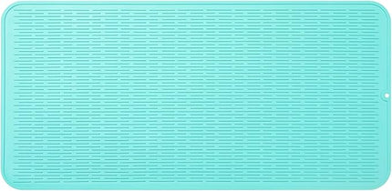 Silicone Dish Drying Mat for Multiple Usage,Easy clean,Eco-friendly,Heat-resistant Silicone Mat for Kitchen Counter or Sink,Refrigerator or Drawer Liner Mint 5XL 36inches x 18inches