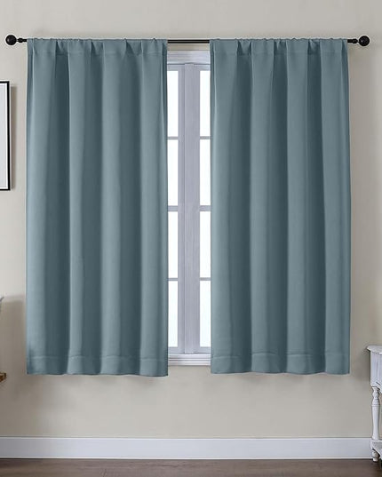 Gwine Stone Blue Blackout Curtains for Bedroom 54 Inches Long, Thermal Insulated Room Darkening Curtains for Living Room Each 40" Wx54 L, 2 Panels