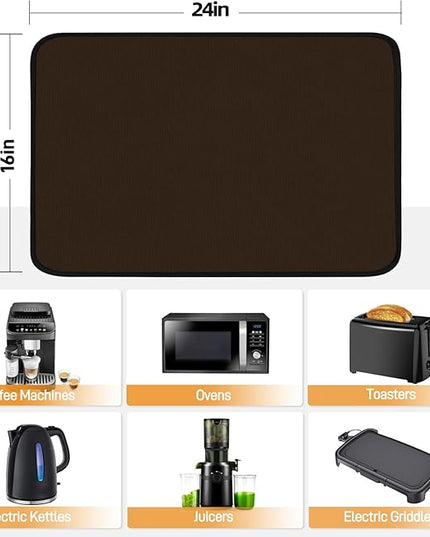 Heat Resistant Mats for Countertop - Fireproof 16x24 in Heat Resistant Mats for Air Fryer - Kitchen Countertop Protector Hot Pad for Air Fryer, Coffee Maker, Stand Mixer, Oven Brown - 2PCS