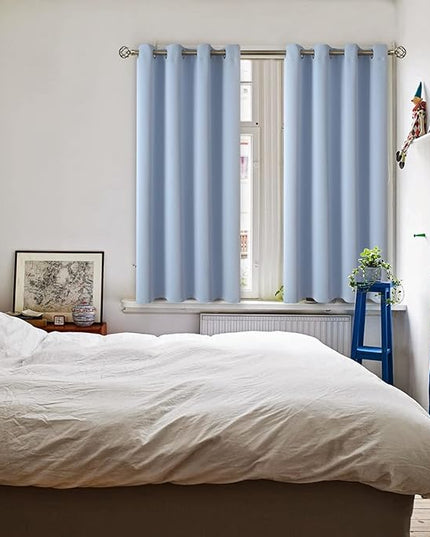 BGment Blackout Curtains for Living Room - Grommet Thermal Insulated Room Darkening Curtains for Bedroom, 2 Panels of 52 x 45 Inch, Spa Blue