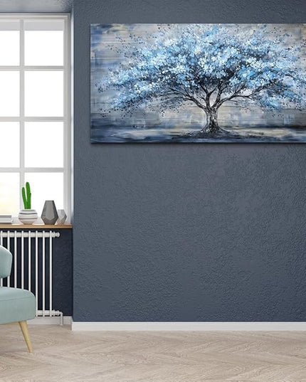 Canvas Wall Art for Living Room Wall Decor for Bedroom Office Modern Hotel Wall Decorations Blue Tree Landscape Paintings Abstract Pictures Artwork Room Aesthetic Home Decor 20x40 in