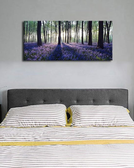 Forests Canvas Wall Art Woods Sunset Purple Lavender Large Green Trees Scenery Nature Picture Prints Modern Canvas Artwork Contemporary Wall Art for Bedroom Living Room Home Office Wall Decor 20" x 40"