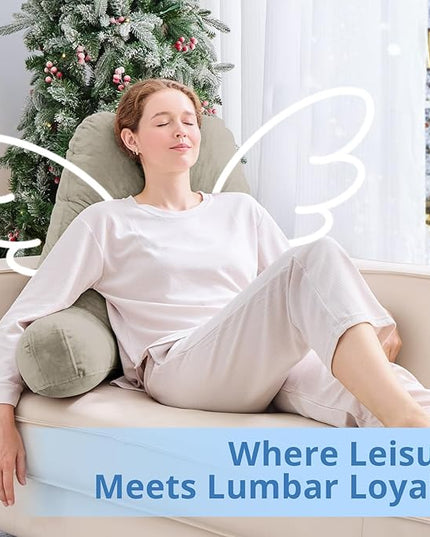 Sasttie 25-inch Reading Pillows for Sitting in Bed Adult, Jumbo Velvet Back Pillow Bed Sitting Up, XL High Back-Rest Support Cushion for Sit Up on Couch & Floor, Oeko-Tex Certified, Linen