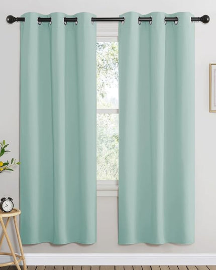 NICETOWN Aqua Blue Bedroom Curtains 72 inches Long, Grommet Blackout Thermal Insulated Window Treatment Room Darkening for Bedroom/Home Office, 2 Panels, W37 x L72