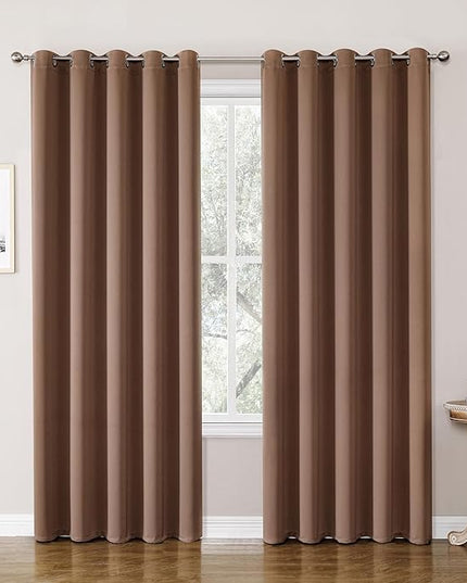 ChrisDowa Blackout Curtains 70 inches Wide for Bedroom - 2 Panels Set Extra Wide Grommet Thermal Insulated Room Darkening Curtains for Living Room (Cappuccino, 70 x 84 Inch)