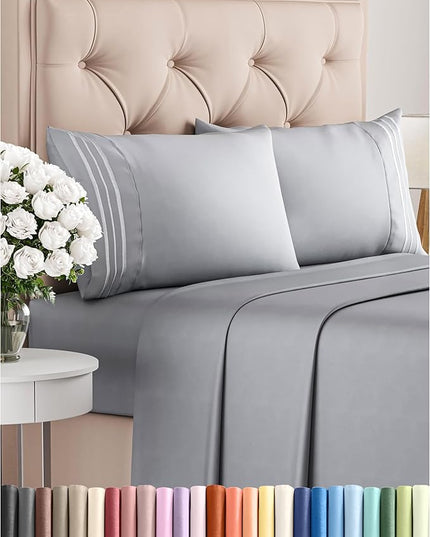 Cal King Size 4 Piece Sheet Set - Comfy Breathable & Cooling Bed Sheets Set - Hotel Luxury Bedding for Women, Men, Kids, Teens, Boys & Girls - Deep Pockets, Soft, Wrinkle Free - Oeko-Tex - Steel Blue