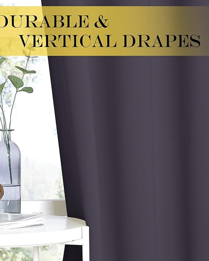 NICETOWN Blackout Drapery Curtain Panel 90 inches Long - Window Treatment Thermal Insulated Grommet Blackout Curtain/Drape for Bedroom Living Room (Greyish Purple, 1 Panel, 46 by 90 inches)