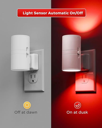 L LOHAS LED Night Light, Red Night Lights Plug into Wall, LED Nightlights, Light Sensor, Steep Aid Red, Dimmable Nightlight for Christmas, Holiday Decor, Party, Hallway, Bedroom, 2 Pack