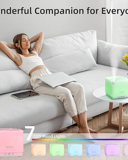 ASAKUKI Essential Oil Diffuser, Multifunctional Ultrasonic Aromatherapy Fragrant Oil Vaporizer Humidifier with Timer, Auto-Off Safety Switch, and 7 LED Light Colors, 700 ml (White)