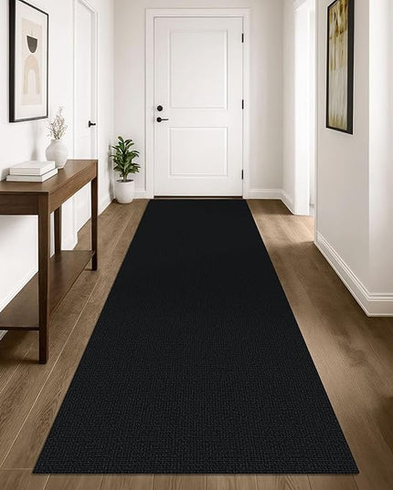KOZYFLY Washable Runner Rug 3x10 ft Hallway Kitchen Runner Rugs with Rubber Backing Bobo Non Slip Entryway Runner Indoor, Long Carpet Runners for Hall Kitchen Entryway, Black
