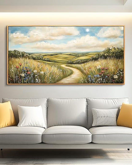 PHAOHUAXM Large Canvas Wall Decor For Living Room Wall Art For Bedroom Print Ink-Wash Landscape Paintings Wood Framed Murals Farmhouse Dining Room Office Home Wall Decorations Aesthetics 30"X60"