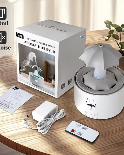 Essential Oil Diffuser for Home, Bedroom Humidifiers, Air Scent Aroma Aromatherapy Ultrasonic Humidifier Machine Timer Small Mini difusor de Aromas para casa Living Room Office Decor Gifts Raindrop