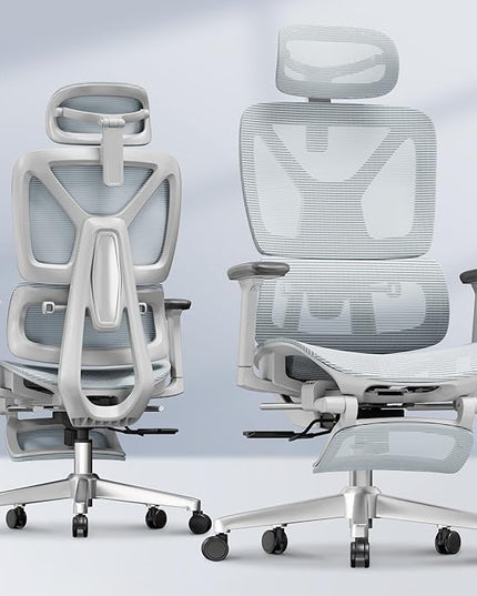 FLEXISPOT ErgoX Premium Ergonomic Office Chair with Footrest- Adjustable 3D Armrests, Dynamic Lumbar Support, Recline & Tilt Function, Mesh Seat, for Home & Office Use,Blue