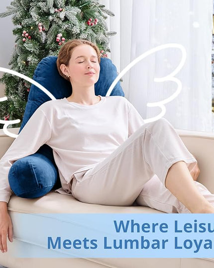 Sasttie 25-inch Reading Pillows for Sitting in Bed Adult, Jumbo Velvet Back Pillow Bed Sitting Up, XL High Back-Rest Support Cushion for Sit Up on Couch & Floor, Oeko-Tex Certified, Navy