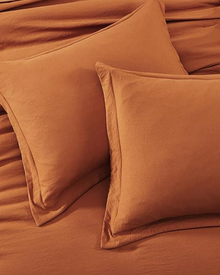 WRENSONGE Oversized Queen Comforter Set - 7 Pieces Burnt Orange Bed in a Bag Queen with Sheets, 2 Pillow Shams, and 2 Pillowcases- Warm Bedding Sets Queen for All Season
