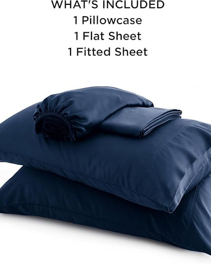 Bedsure Cooling Sheets Twin XL, Rayon Derived from Bamboo, Breathable & Soft Twin XL Sheet Sets, Deep Pocket Up to 16 Inches, Hotel Luxury Silky Dorm Bedding for Hot Sleepers, Navy