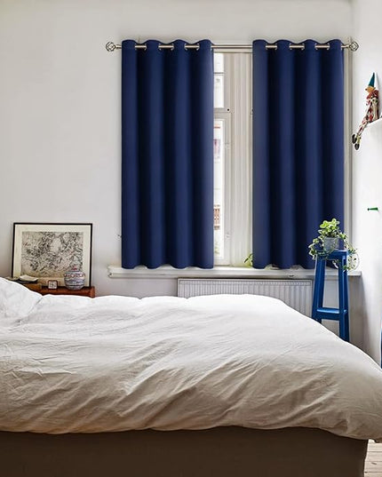 BGment Blackout Curtains for Living Room - Grommet Thermal Insulated Room Darkening Curtains for Bedroom, Set of 2 Panels (52 x 54 Inch, Navy Blue)