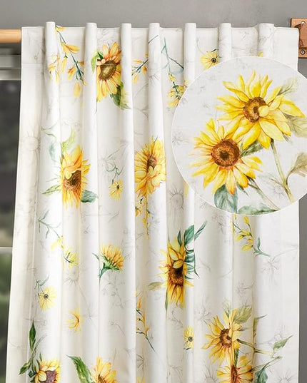 Maison d' Hermine Curtains for Living Room 100% Cotton 124 inch Length One Panel Light Filtering Curtains for Bedroom Windows with Rod and Loop Pockets Drapes (Candice, 50" W x 124" L)