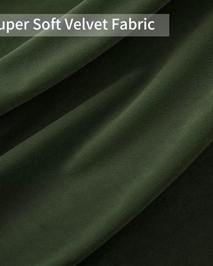 Joydeco Green Velvet Curtains 84 inch Length 2 Panels, Luxury Blackout Rod Pocket Thermal Insulated Window Curtains, Super Soft Room Darkening Drapes for Living Room Bedroom,W52 x L84 inches