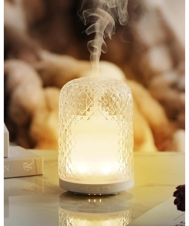 Essential Oil Diffuser – 2.4MHz Ultrasonic Aromatherapy Diffuser, Health Night Light, Timer & Auto Shut-Off, BPA-Free, 120ml Glass Oil Diffuser for Home, Office, Spa, Yoga