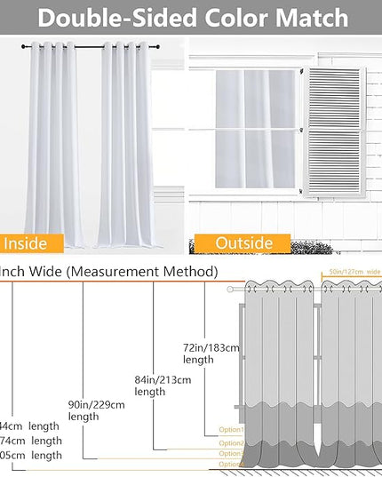 Simplebrand Pure White Curtains for Bedroom Living Room 90 Inches Long 2 Panels Set, Light Filtering Thermal Insulated Curtains & Drapes, Solid Grommet Noise Reducing Window Treatment, W50 x L90 Inch