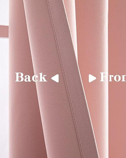 Gossamer Pink Curtains 108 Inch Length 2 Panels Set, Light Filtering Curtains for Living Room 108 Inch Long, Grommet Energy Saving Semi Sheer Drapes for Bedroom Window(W52 x L108)