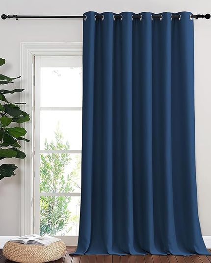 NICETOWN Room Divider Curtain 132 Inches Long, Wide Blackout Sliding Door Curtain for Bedroom, Room Darkening Privacy Window Curtain for Patio Door (1 Panel Set, Moroccan Blue, 80 x 132 Inch)