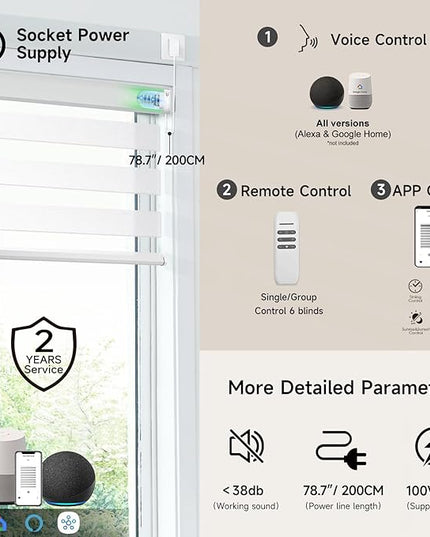 Cordless Motorized Zebra Blinds for Windows with Remote, Custom Dual Layer Smart Semi Sheer Zebra Shades Work with Alexa Google, Automatic Electric Light Filtering Zebra Roller Shades, White