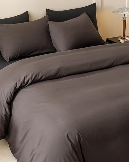 CLOTHKNOW Dark Brown King Size Comforter Set 3Pcs Mocha Coffee Bedding Comforter Sets All Season Brown Comforter Men Women Comforter