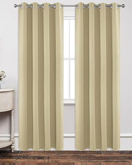 Joydeco Blackout Curtains 120 Inch Length 2 Panels Set, Thermal Insulated Long Curtains& Drapes 2 Burg, Christmas Drapes for Living Room Bedroom Window