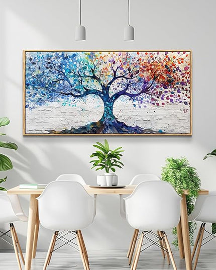 ERQINHUA Large Canvas Wall Decor Art For Bedroom Wall Art For Living Room Wood Framed Modern Restaurant Office Colorful Wall Painting Tree Abstract Pictures Canvas Prints Home Decorations 30x60 In