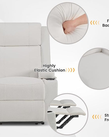 Reclining Sofa Couch,Loveseat Recliner Sofa with Drop Down Table/ 4 Cup Holder/Hidden Storage, Wall Hugger Recliner Sofa for Living Room & Home Theater & RV(Beige)