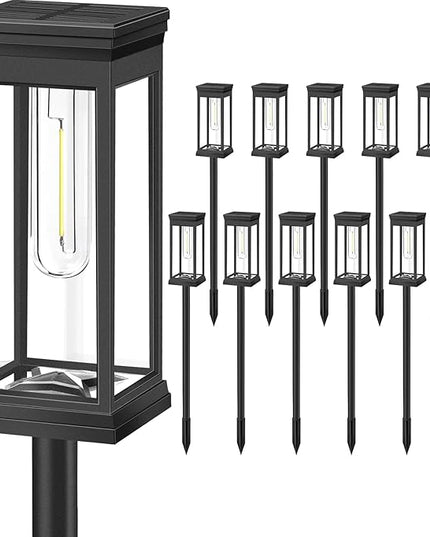 BesLowe 【Upgraded】 Solar Pathway Lights Outdoor, 12-Pack Large LED Solar Light Outdoor Waterproof, Super Bright Outside Lights for Yard, Sun-Powered Landscape Lighting for Garden Walkway, Cool White