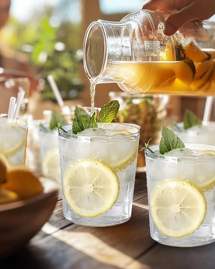 Liacere Drinking Glasses Set of 8, 17 oz Highball Plastic Glasses & 14oz Cocktail Plastic Glasses Set, Kitchen Water Glasses Cup, Bar Tumbler Glassware Set for Beer, Juice, Cocktail, Whiskey, Milk
