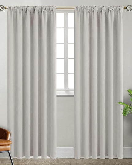 BGment Rod Pocket and Back Tab Blackout Curtains for Bedroom - Thermal Insulated Room Darkening Curtains for Living Room, 2 Window Curtain Panels (52 x 84 Inch, Natural Camel)