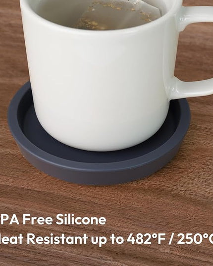 Carrotez Thick Silicone Coasters for Drinks, Round Bulky Cup Coasters for Coffee Table, Desk, Set of 2 - Black