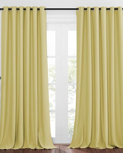 NICETOWN Living Room Window Curtain Drapes Extra Long & Wide - Living Room Panels Grommet Top Window Treatment for Hall & Guest Room (W80 x L108, Paler Yellow, 2 Pieces)