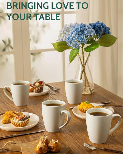 Sweese Porcelain Coffee Mugs - 16 Ounce (Top to the Rim) for Coffee, Tea, Cocoa, Set of 4, Dove Grey
