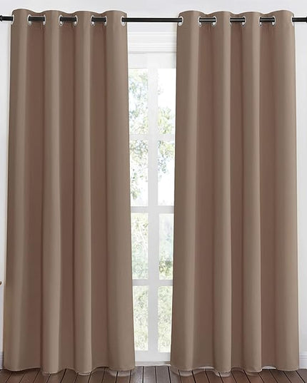 NICETOWN Blackout Doorway Curtain 80 inches Long for Bedroom - Grommet Light & Heat Blocking Window Treatments Sound Reducing Drapes for Living Room (1 Panel, W46 x L80, Cappuccino)