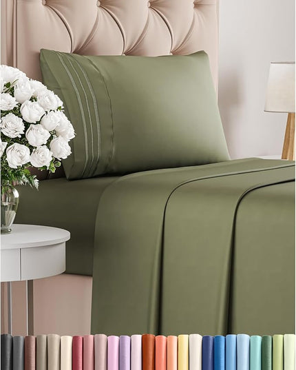 Twin XL Size 3 Piece Sheet Set - Comfy Breathable & Cooling Bed Sheets Set - Hotel Luxury Bedding for Women, Men, Kids, Teens, Boys & Girls - Deep Pockets, Soft, Wrinkle Free - Oeko-Tex - Sage Green