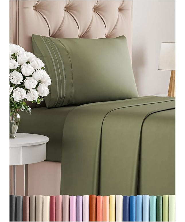 Twin XL Size 3 Piece Sheet Set - Comfy Breathable & Cooling Bed Sheets Set - Hotel Luxury Bedding for Women, Men, Kids, Teens, Boys & Girls - Deep Pockets, Soft, Wrinkle Free - Oeko-Tex - Sage Green
