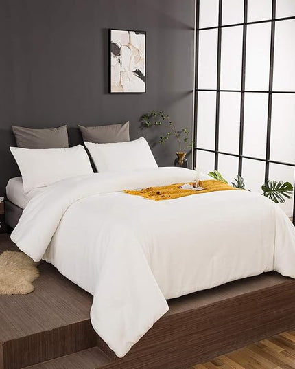 CLOTHKNOW White Velvet California King Comforter Set 3Pcs Fluffy Bedding Comforter Sets Soft Flannel Comforters White Comforter with 2 x Pillow Cases