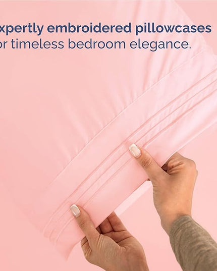 Full Size 4 Piece Sheet Set - Comfy Breathable & Cooling Bed Sheets Set - Hotel Luxury Bedding for Women, Men, Kids, Teens, Boys & Girls - Deep Pockets, Ultra-Soft, Wrinkle Free - Oeko-Tex - Baby Pink
